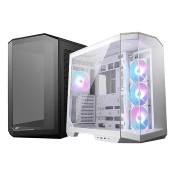 PC-Gehäuse MSI MAG PANO 100R PZ Midi-Tower Weiß — ATX, 380 mm GPU, 166 mm CPU-Kühler, 8 Erweiterungsslots, 3×2,5 Zoll + 2×3,5 Zoll, USB-A×2, USB-C×1