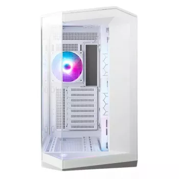 PC-Gehäuse MSI MAG PANO 100R PZ Midi-Tower Weiß — ATX, 380 mm GPU, 166 mm CPU-Kühler, 8 Erweiterungsslots, 3×2,5 Zoll + 2×3,5 Zoll, USB-A×2, USB-C×1