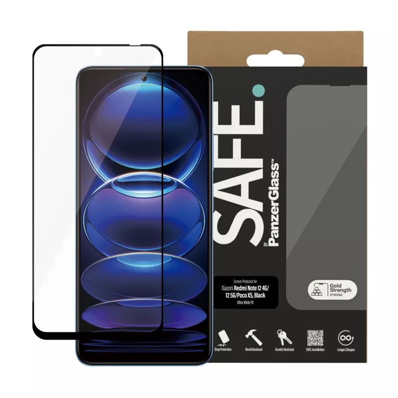 PanzerGlass SAFE. by ® Displayschutzfolie für Xiaomi Redmi Note 12 5G | 12 4G | Poco X5 | Ultra-Wide Fit