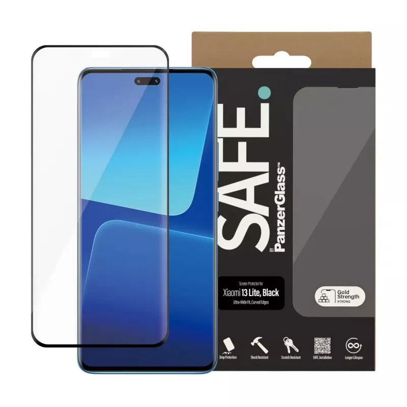 PanzerGlass SAFE. by ® Displayschutzfolie für Xiaomi 13 Lite Ultra-Wide Fit Kratzfest Stoßfest