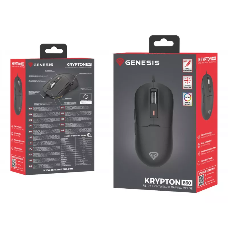 GENESIS Krypton 660 Maus Gaming Rechtshändig USB Typ-A Optisch 12000 DPI