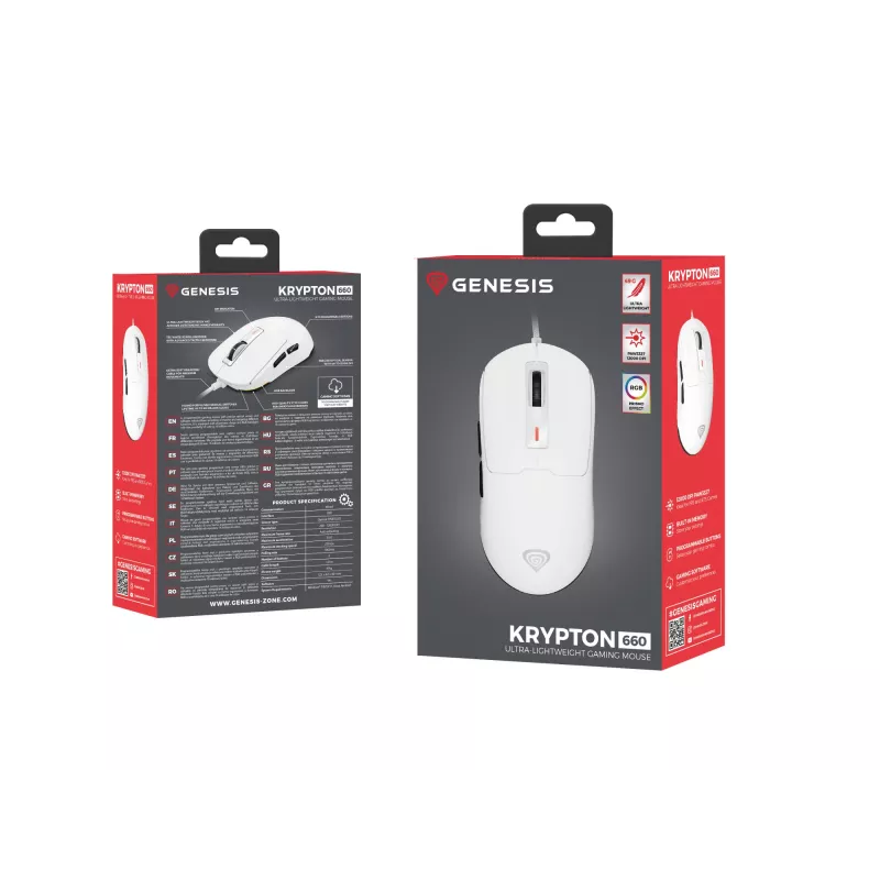 GENESIS Krypton 660 Maus Gaming Beidhändig USB Typ-A Optisch 12000 DPI