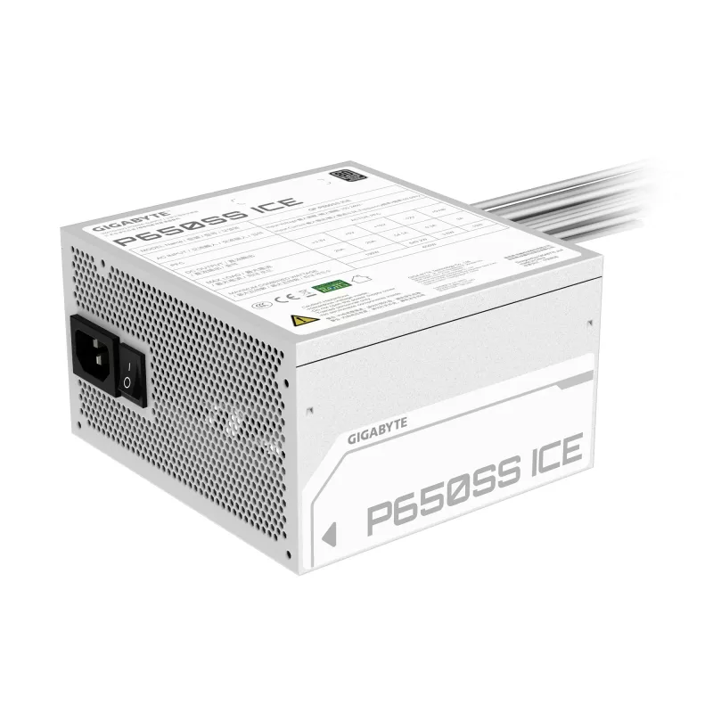 GIGABYTE P650SS ICE Netzteil - PCIe 5.0, 80 PLUS Silver, 120mm Lüfter, ATX 3.0 kompatibel, EU-Stecker