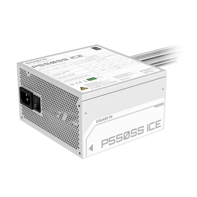 GIGABYTE P550SS ICE Netzteil - PCIe 5.0, 80 PLUS Silver, 120mm Lüfter, ATX 3.0 kompatibel, EU-Stecker