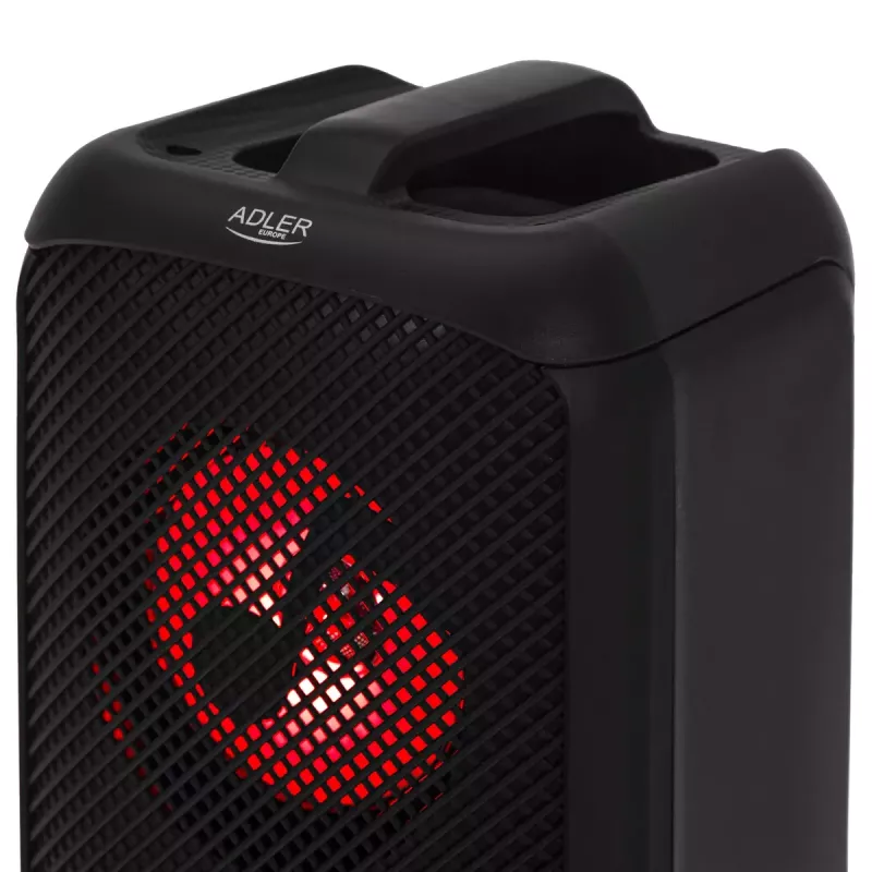 Tragbarer Lautsprecher Adler AD 1903, 2×5 W, Bluetooth, UKW-Radio, LED, 1500 mAh Akku, AUX, USB, schwarz