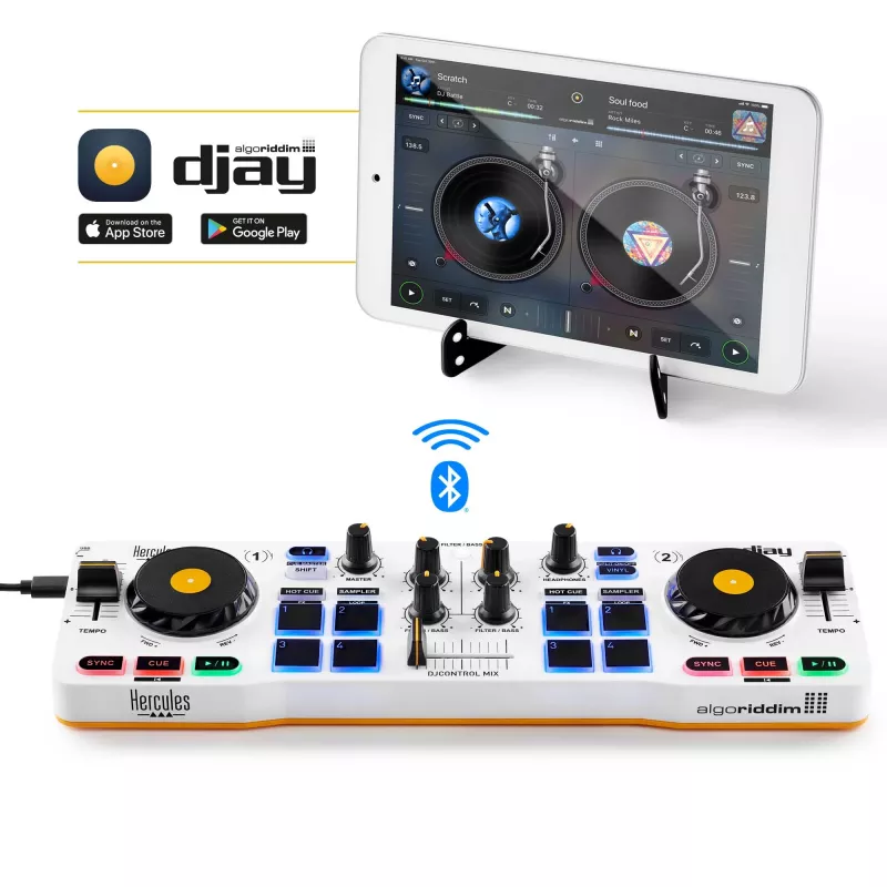 Hercules 4780921 DJ-Controller 2 Kanäle Schwarz, Weiß, Gelb