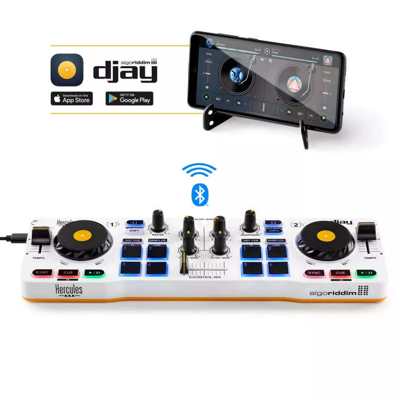 Hercules 4780921 DJ-Controller 2 Kanäle Schwarz, Weiß, Gelb