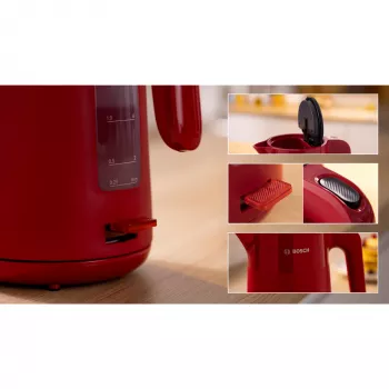 Bosch TWK2M164 Wasserkocher 1,7 L 2400 W Schwarz, Grau, Rot