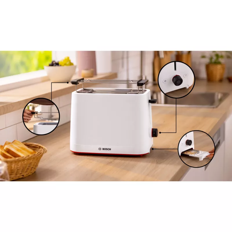 Bosch TAT3M121 Toaster 4 Scheiben 950 W Weiß