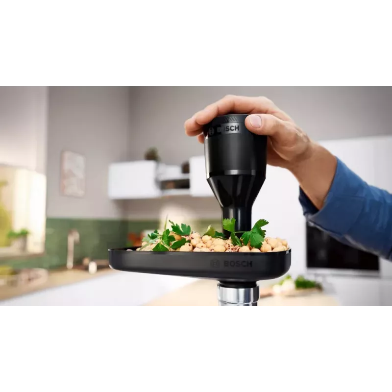 Fleischwolf Bosch MFWS430B — 1900 W, 2 Geschwindigkeiten, 2,5 kg/min, Schwarz/Silber, 4,3 kg
