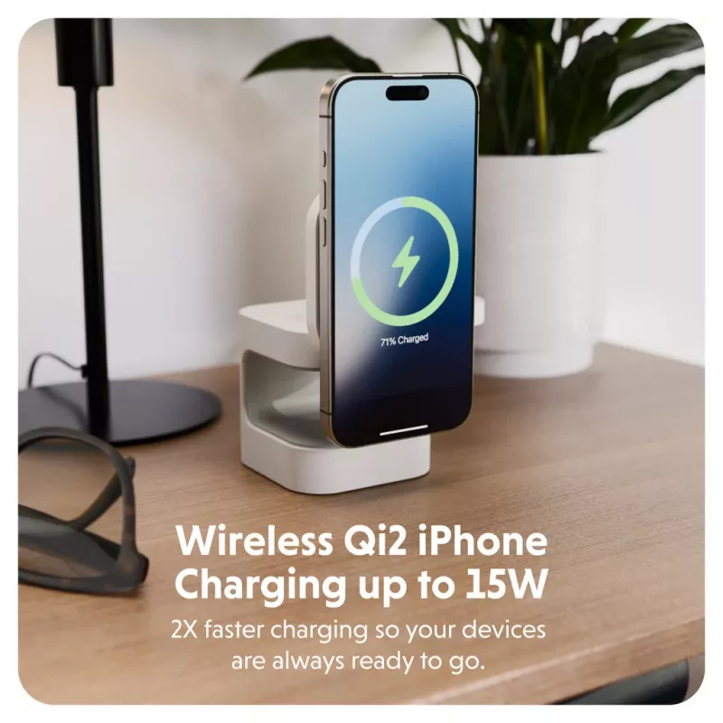 Targus HJ3320WHGL mobiles Ladegerät Kopfhörer, Smartphone, Smartwatch Weiß USB Kabelloses Laden Schnellladefunktion Innenbereich