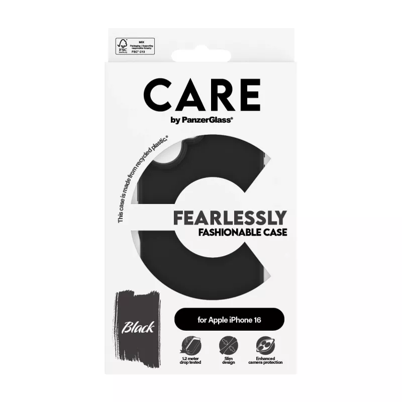 Cover PanzerGlass CARE by modische Hülle Schwarz iPhone 16 Transparent