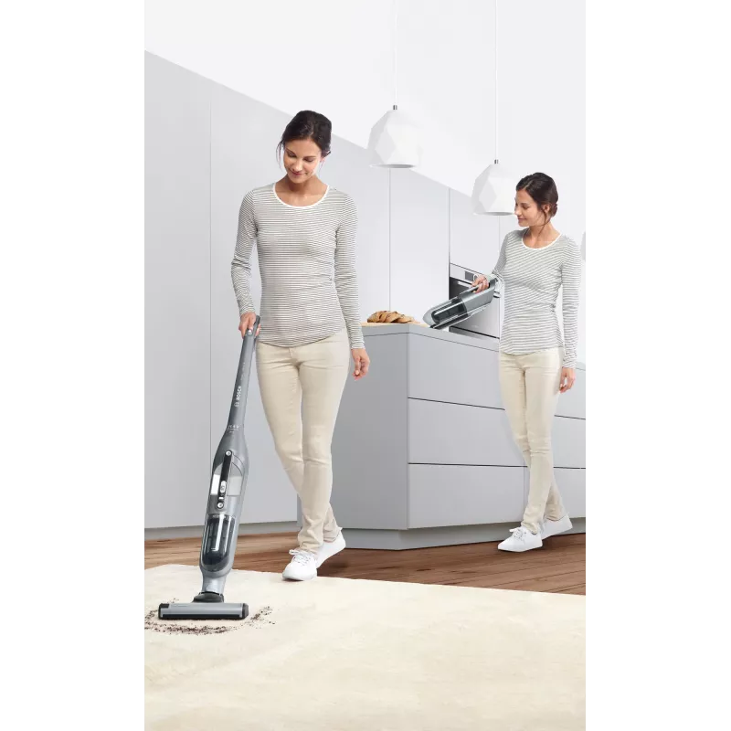 Staubsauger Stielsauger Bosch BCH3P210 2-in-1, Trockenreinigung, 0,4 L Staubbehälter, kabellos + Netzbetrieb, grau/schwarz, 3 kg