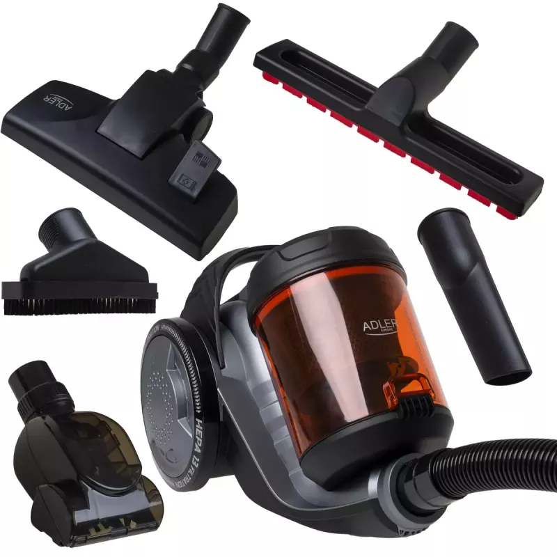 Beutelloser Staubsauger Adler AD 7065 — 700 W, 1,6 L Staubbehälter, HEPA, 9 m Radius, Schwarz/Rot