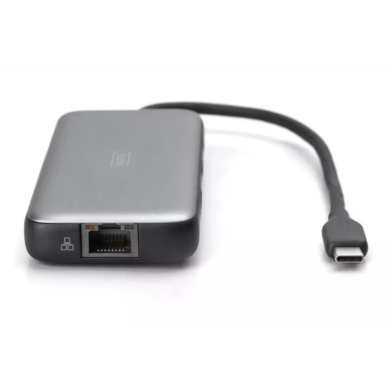 DIGITUS USB-C Dockingstation, 7-Port - HDMI / 2x USB-A 3.2 Gen 2 / GbE / SD / MicroSD - 100W USB Power Delivery