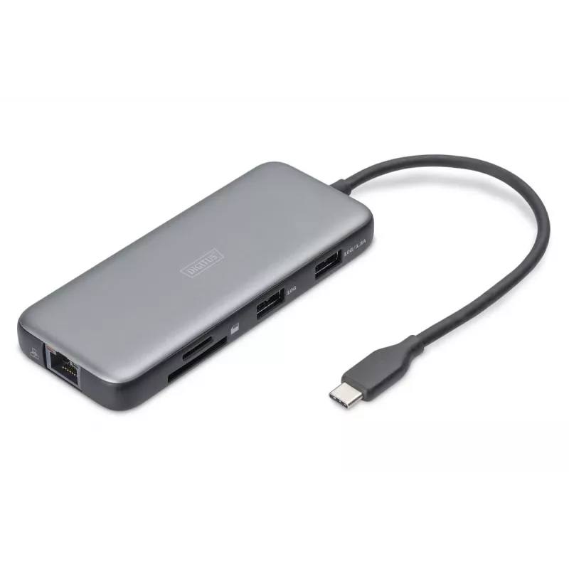 DIGITUS USB-C Dockingstation, 7-Port - HDMI / 2x USB-A 3.2 Gen 2 / GbE / SD / MicroSD - 100W USB Power Delivery