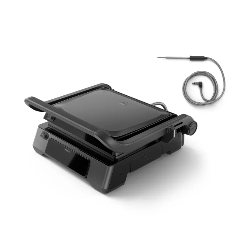 Philips 7000 series Kontaktgrill, Schwarz, Rechteckig, Touch, 220 °C, Klappdeckel, Verschlussdeckel, 180°