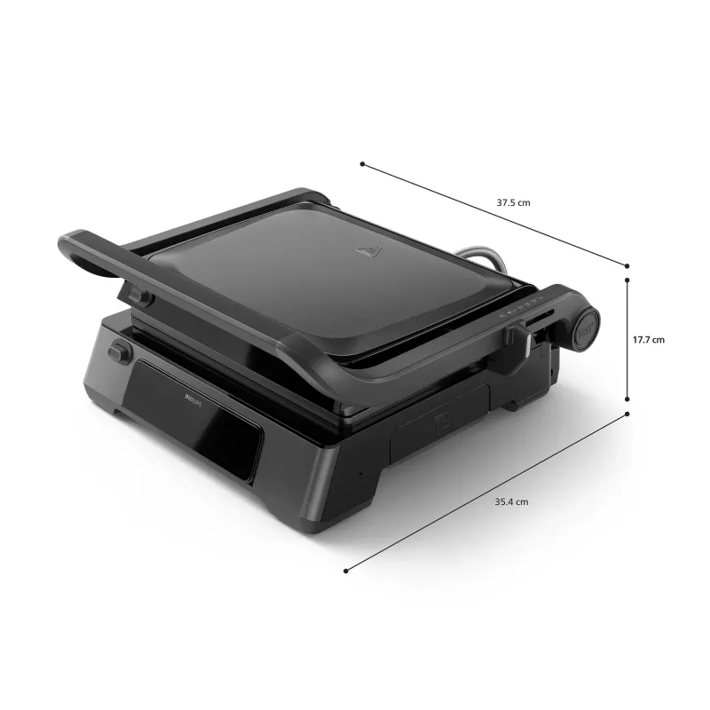 Philips 7000 series Kontaktgrill, Schwarz, Rechteckig, Touch, 220 °C, Klappdeckel, Verschlussdeckel, 180°