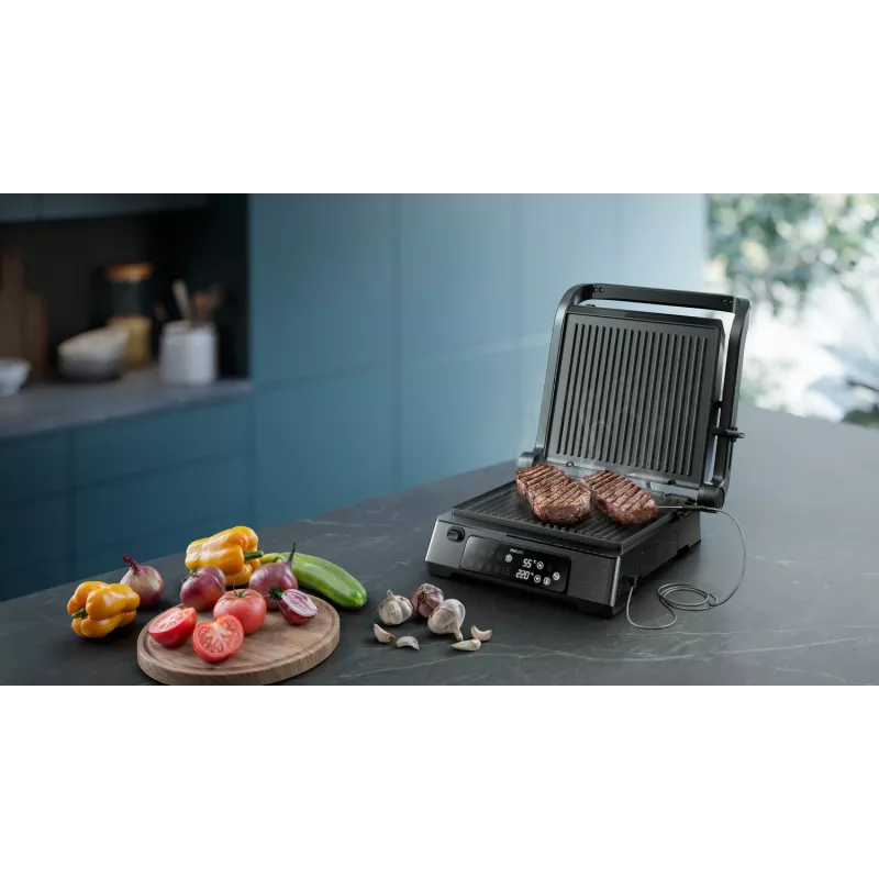 Philips 7000 series Kontaktgrill, Schwarz, Rechteckig, Touch, 220 °C, Klappdeckel, Verschlussdeckel, 180°