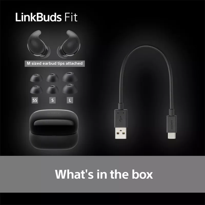 Kabelloser In-Ear-Kopfhörer Sony LinkBuds Fit WFLS910NB — Bluetooth, 20–20000 Hz, 10 m Reichweite, 75 g, schwarz