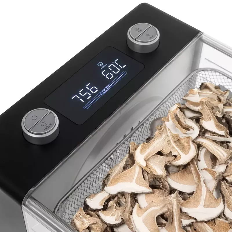 Dörrautomat Adler AD 6660, 600 W, 6 Einsätze, einstellbarer Thermostat, Stahl, Klappdesign