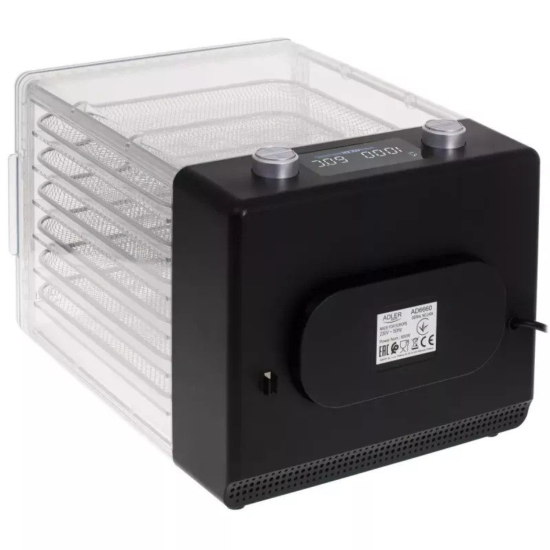 Dörrautomat Adler AD 6660, 600 W, 6 Einsätze, einstellbarer Thermostat, Stahl, Klappdesign