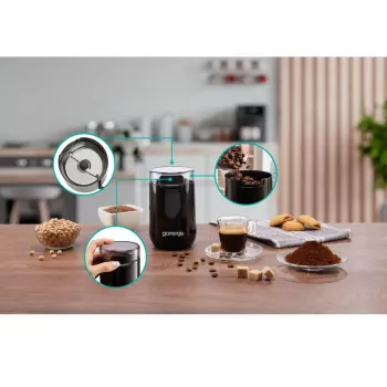 Kaffeemühle Gorenje SMK150SB — 150-W-Motor, 45-g-Bohnenkapazität, Edelstahlmesser, schwarz