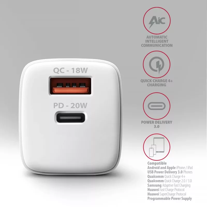 Ladegerät für Mobilgeräte Axagon ACU-PQ20W Universal Weiß