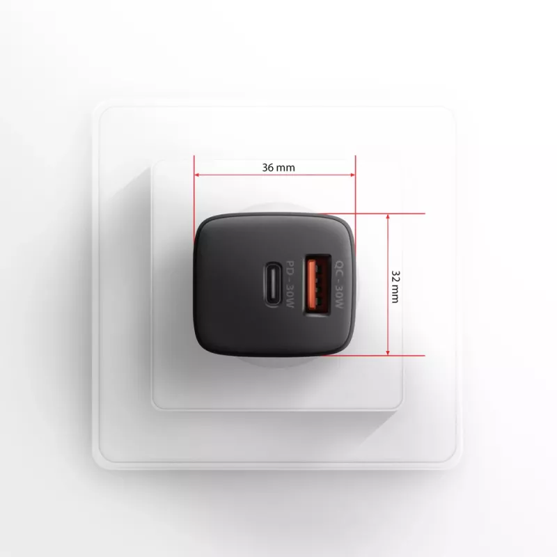 Axagon ACU-PQ30 PD3.0 & QC4+ 2xOUTPUTS Wandladegerät 30W