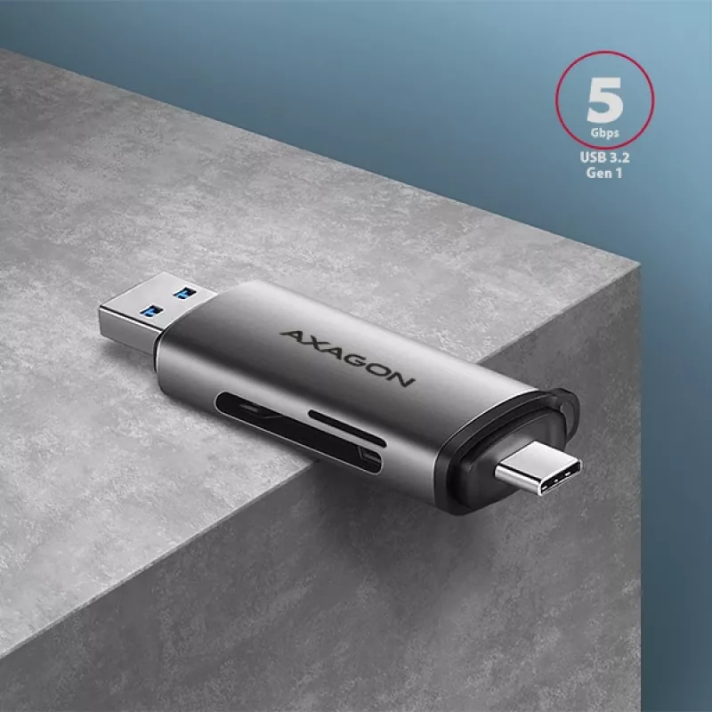 Axagon CRE-SAC SuperSpeed USB-C+USB-A Kartenleser 5 Gbit/s