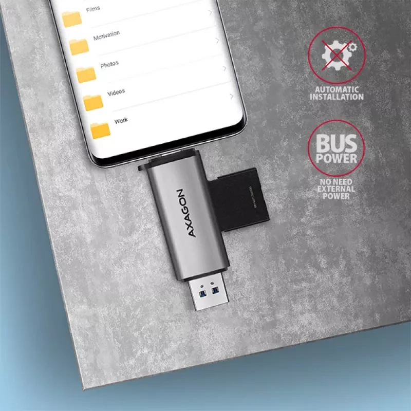 Axagon CRE-SAC SuperSpeed USB-C+USB-A Kartenleser 5 Gbit/s