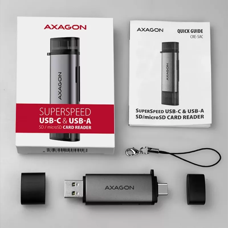 Axagon CRE-SAC SuperSpeed USB-C+USB-A Kartenleser 5 Gbit/s