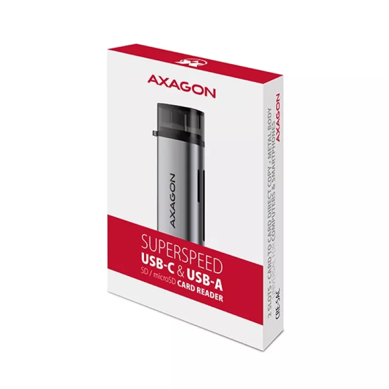 Axagon CRE-SAC SuperSpeed USB-C+USB-A Kartenleser 5 Gbit/s