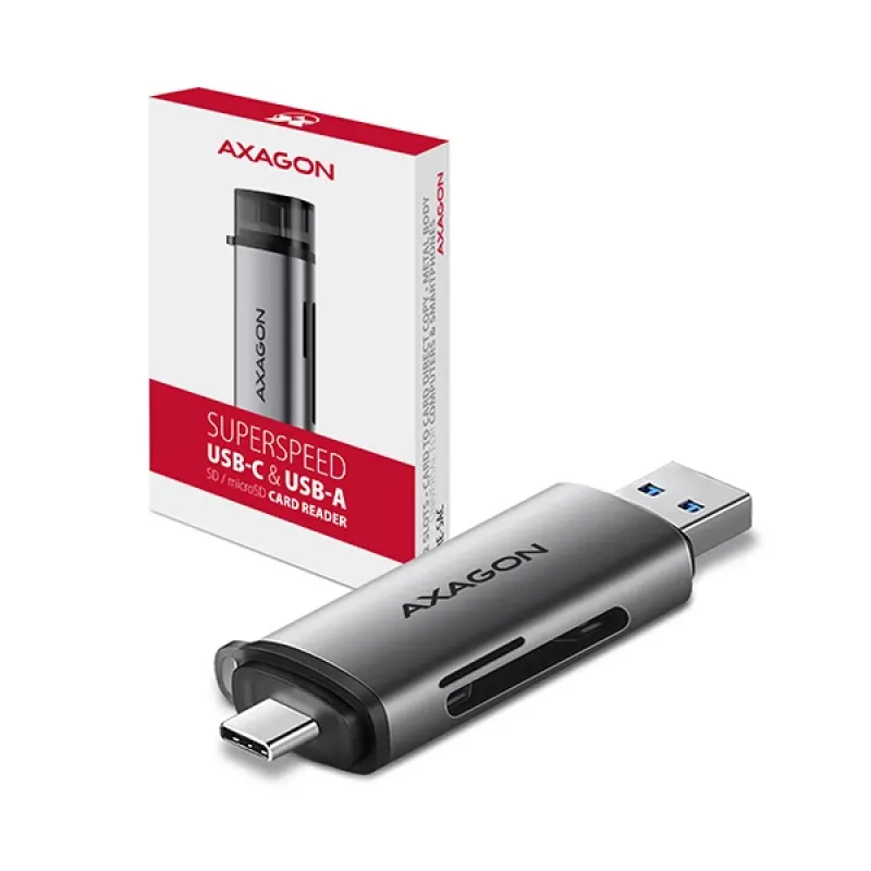 Axagon CRE-SAC SuperSpeed USB-C+USB-A Kartenleser 5 Gbit/s