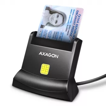Axagon Universal Desktop USB Kontakt Smart-/ID-Kartenleser mit langem USB-A-Kabel. Geeignet für die eObanka-Anwendung. Smartcard-Lesegerät Indoor USB 2.0 Schwarz