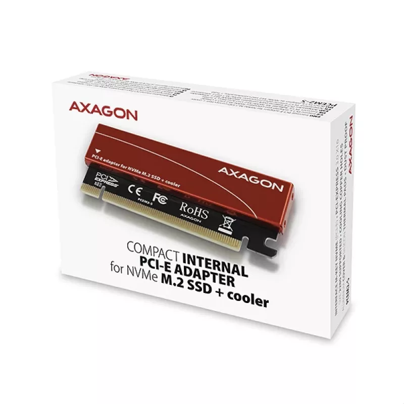 Axagon PCEM2-S PCIe x16 - M.2 NVMe M-Key-Slot-Adapter, mit passivem Alu-Kühlkörper