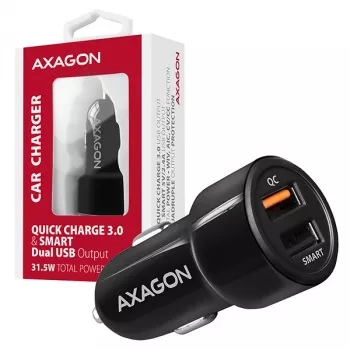 Axagon PWC-QC5 Ladegerät für Mobilgeräte Handy, Smartphone, Tablet, Universal Schwarz Zigarettenanzünder Schnellladung Auto