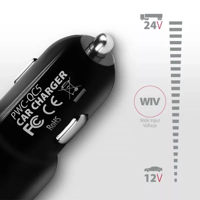 Axagon PWC-QC5 Ladegerät für Mobilgeräte Handy, Smartphone, Tablet, Universal Schwarz Zigarettenanzünder Schnellladung Auto