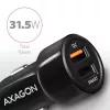 Axagon PWC-QC5 Ladegerät für Mobilgeräte Handy, Smartphone, Tablet, Universal Schwarz Zigarettenanzünder Schnellladung Auto