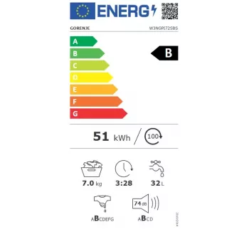 Waschmaschine Gorenje W3NGPI72SBS Frontlader 7 kg, 1200 U/min, LCD, Dampf, 59,5×43,5 cm, Energieklasse B