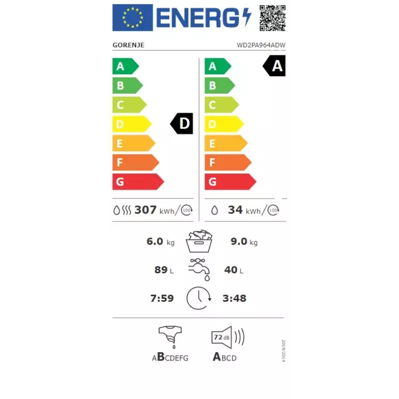 Gorenje WD2PA964ADW Waschtrockner 9 kg / 6 kg 1400 U/min