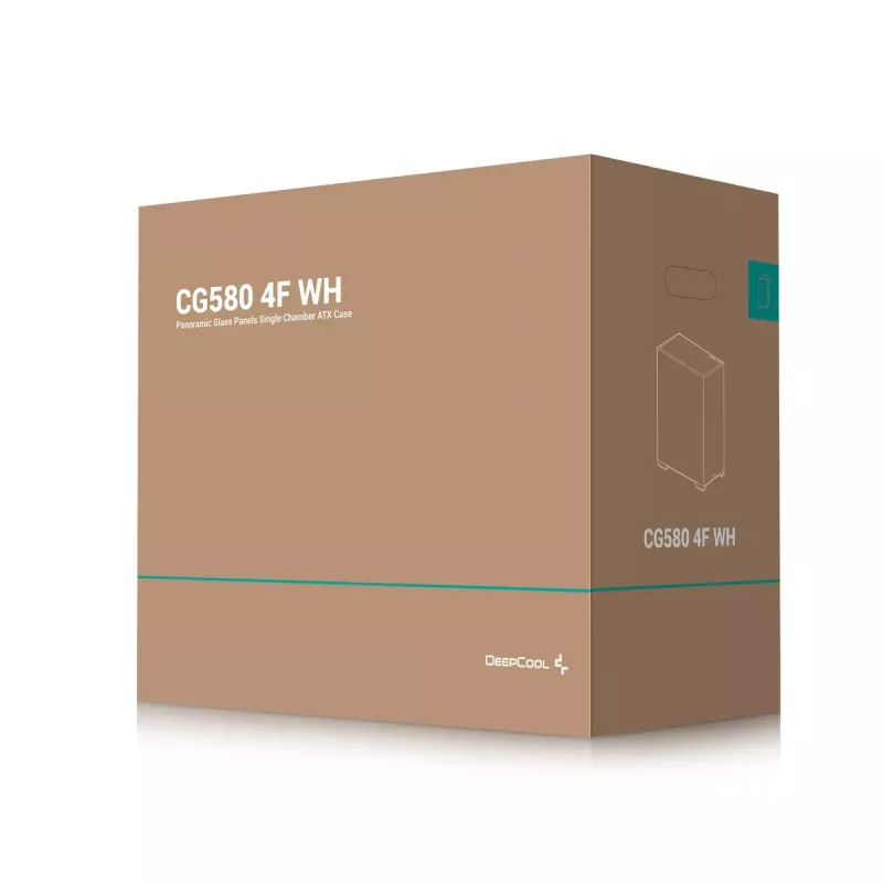 PC-Gehäuse DeepCool CG580 4F WH Midi Tower ATX/Micro ATX/ITX, gehärtetes Glas, 3×120 mm + 120 mm Rückseite, weiß