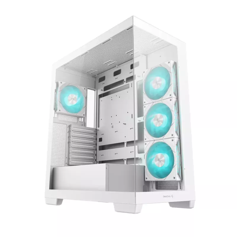 PC-Gehäuse DeepCool CG580 4F WH Midi Tower ATX/Micro ATX/ITX, gehärtetes Glas, 3×120 mm + 120 mm Rückseite, weiß