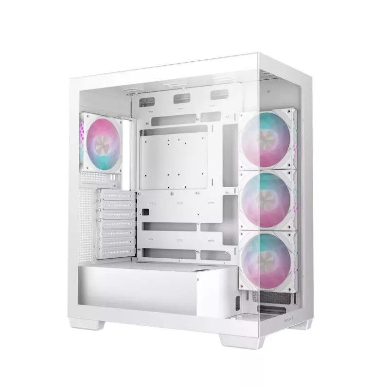 PC-Gehäuse DeepCool CG580 4F WH Midi Tower ATX/Micro ATX/ITX, gehärtetes Glas, 3×120 mm + 120 mm Rückseite, weiß