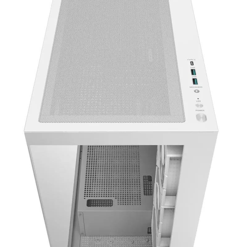 PC-Gehäuse DeepCool CG580 4F WH Midi Tower ATX/Micro ATX/ITX, gehärtetes Glas, 3×120 mm + 120 mm Rückseite, weiß