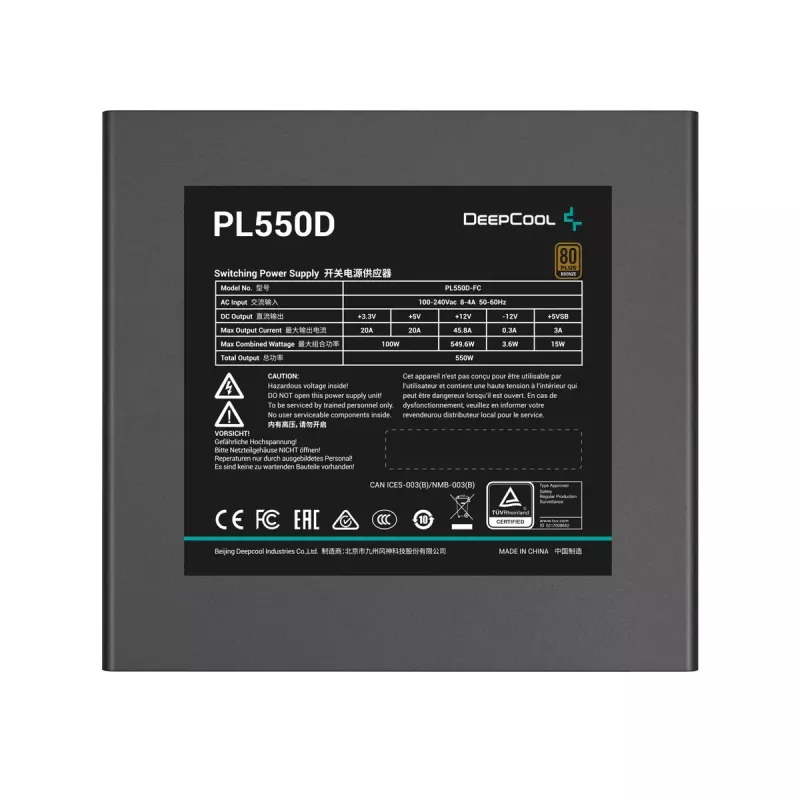 Netzteil DeepCool PL550D 550W ATX 3.0 80 PLUS Bronze, 120mm Lüfter, nicht-modular, 6 SATA, 3x 6+2 PCIe