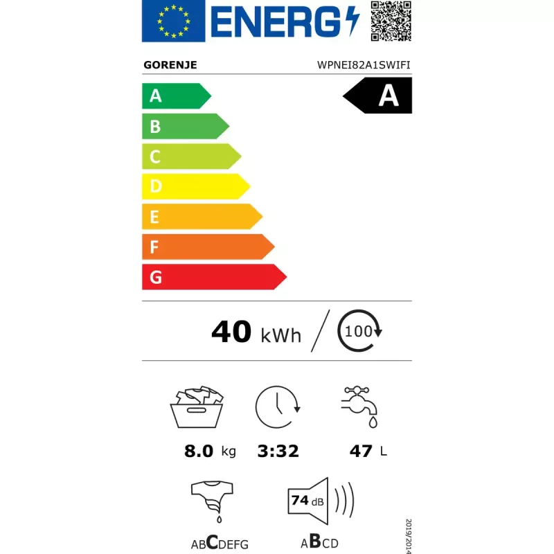 Gorenje WPNEI82A1SWIFI Waschmaschine Frontlader 8 kg 1200 U/min Weiß