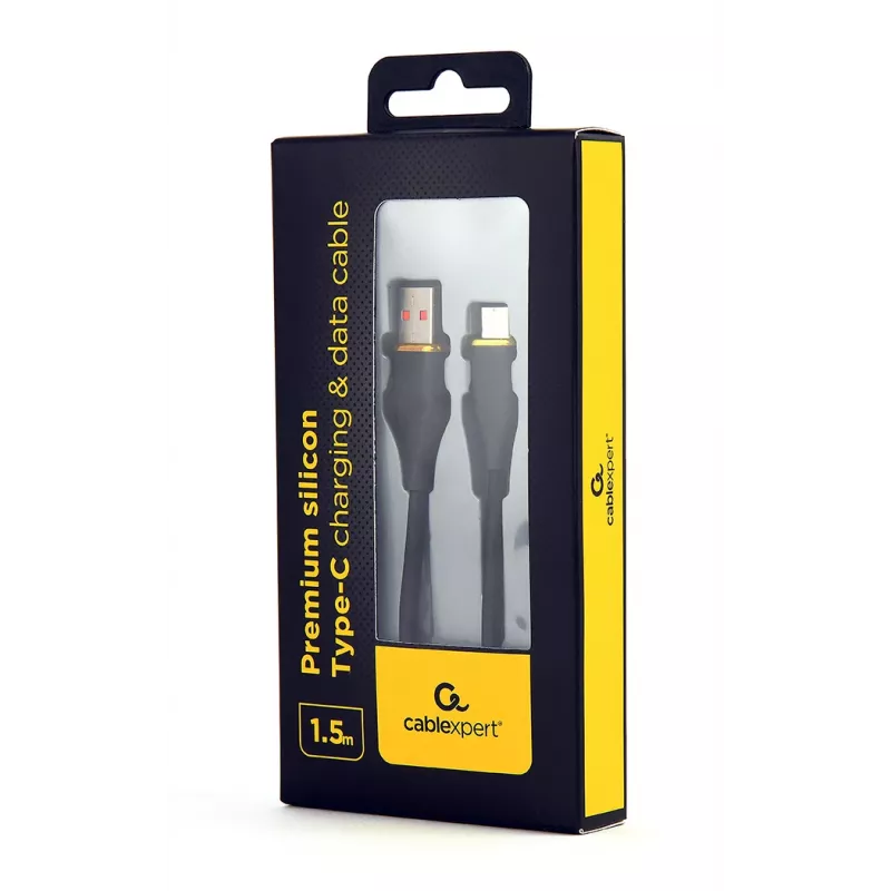 GEMBIRD Premium-Silikon-USB-Typ-C-Lade- und Datenkabel, 1,5 m – Schwarz