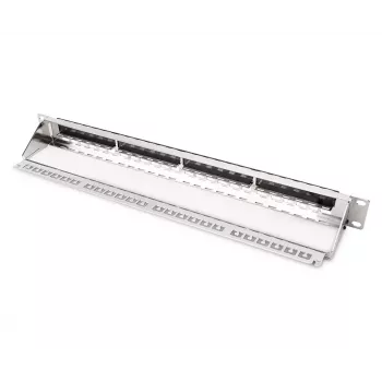 DIGITUS Modular Galvanisiertes Patch Panel - geschirmt 24-Port 24-Port blank 1U Rackmontage schwarz RAL 9005