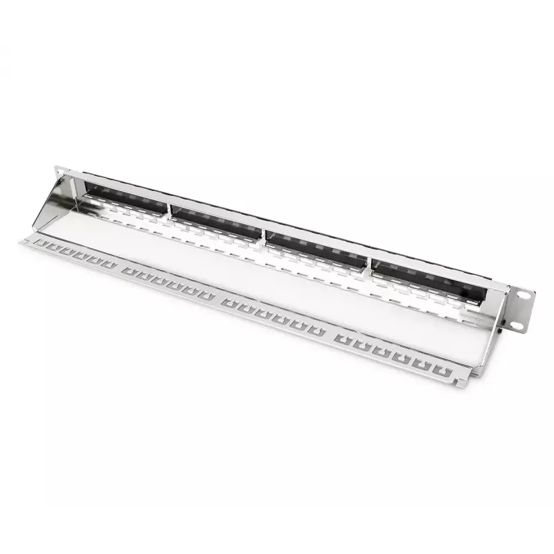 DIGITUS Modular Galvanisiertes Patch Panel - geschirmt 24-Port 24-Port blank 1U Rackmontage schwarz RAL 9005